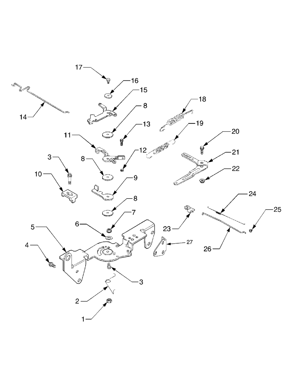 Engine Controls Diagram and Parts List for GT3100 14A671010-14B671710 Cub Cadet Lawn Tractor